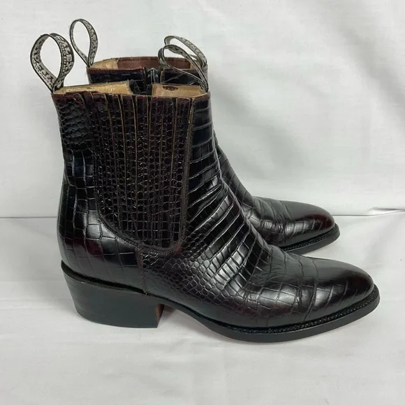 Calexico Croc-Embossed Leather Ankle Boots Men display picture 3